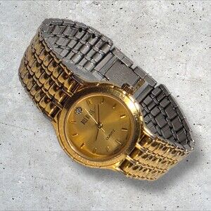 Bill Blass Women's Gold Tone Quartz Watch BB2111 Bracelet Band Diamond Accent